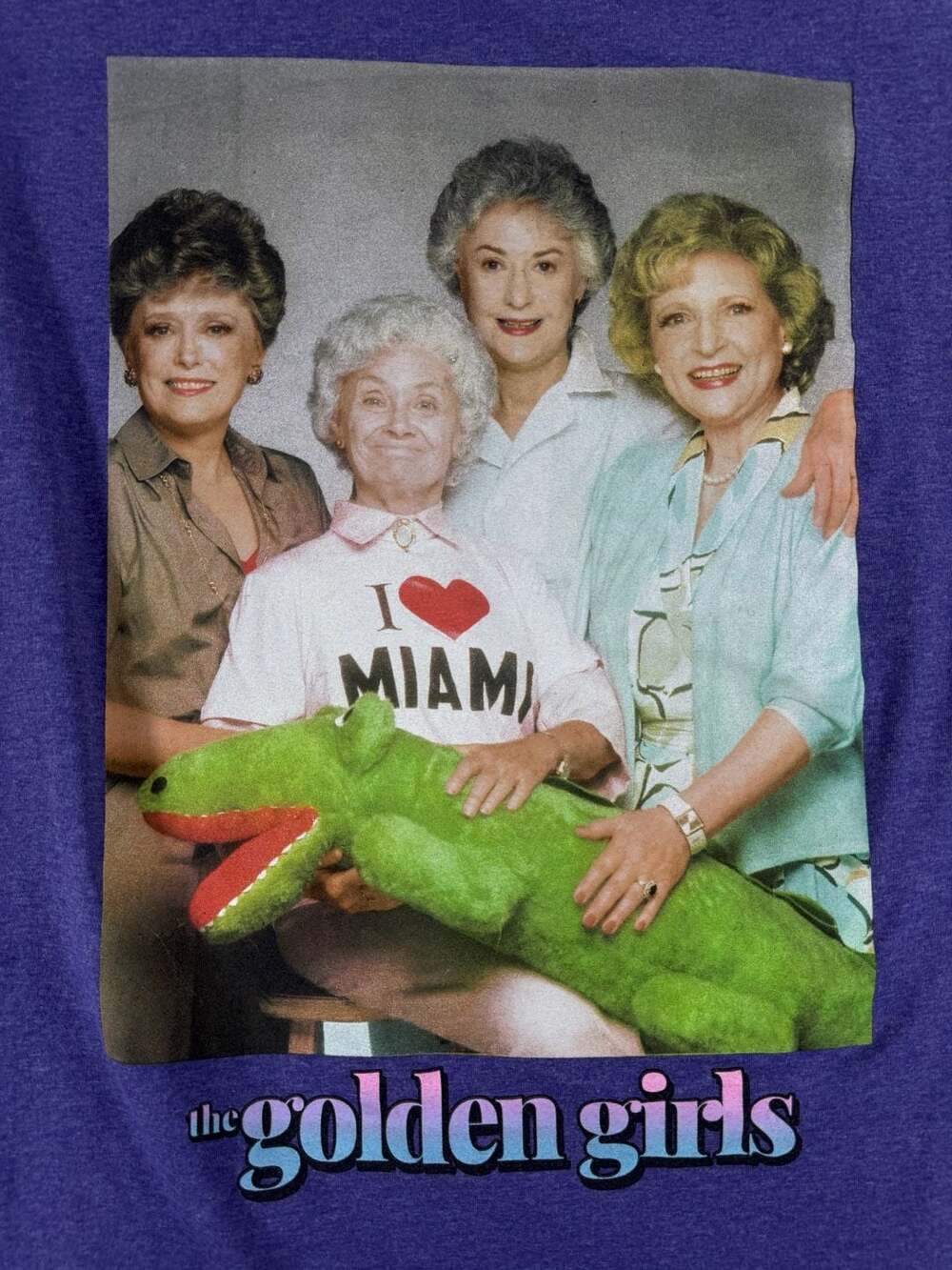 The Golden Girls ABC Studios Crocodile Group Photo Purple Graphic T-Shirt - Picture 2 of 8